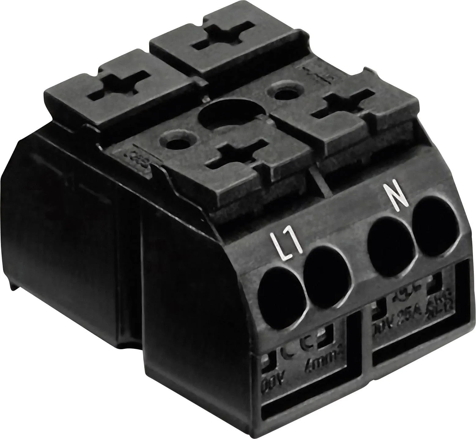 Клемма WAGO 862-1552, 2 pin, 0.50мм² - 4мм², 500В, 32А, конф: L1;N, (1 шт)