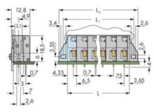 Клемма печатной платы WAGO 741-326, 6 pin, 0.08мм²-2.5мм², 630В, 16А, CS: 7.5мм, (1 шт)