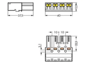 Штекер WAGO 770-254, 4 pin, 0.5мм²-4.0мм², 400В, 25А, (1 шт)