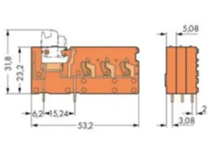 Клемма печатной платы WAGO 742-158, 1 pin, 0.08мм²-2.5мм², 320В, 16А, CS: 5.08мм, (1 шт)