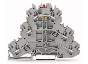 Трехуровневая светодиодная клемма WAGO 2002-3221/1000-413, 3 pin, 0.75мм²-4.0мм², 24В, 0.025А, (1 шт)