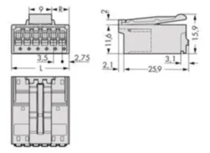 Внутренний штекер WAGO 2091-1532/002-000, 12 pin, 0.2мм²-1.5мм², 160В, 10А, CS: 3.5мм, (1 шт)