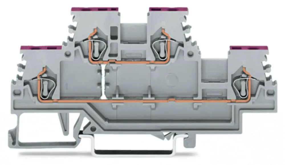 Двухуровневая клемма WAGO 279-508, 4 pin, 0.08мм² - 1.50мм², 500В, 18А, конф: L, (50 шт)