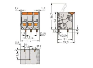 Клемма печатной платы WAGO 2606-1104/020-004, 4 pin, 0.2мм²-10мм², 1000В, 41А, CS: 7.5мм, (1 шт)
