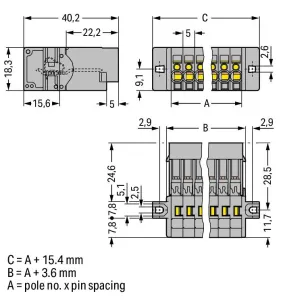 Штекер WAGO 769-605/002-000, 5 pin, 0.08мм²-4.0мм², 500В, 32А, CS: 5мм, (1 шт)