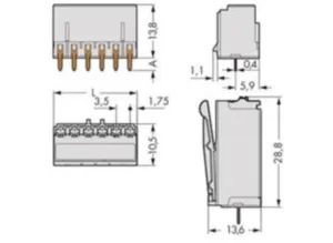 Гнездовой разъем WAGO 2091-1304, 4 pin, 160В, 10А, CS: 3.5мм, (1 шт)