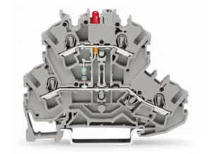 Двухуровневая светодиодная клемма WAGO 2002-2221/1000-434, 2 pin, 0.75мм²-4.0мм², 24В, 0.025А, (1 шт)