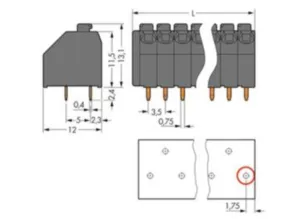 Клеммная колодка печатной платы THR WAGO 250-206/353-604/997-406, 6 pin, 0.2мм²-1.5мм², 320В, 8А, CS: 3.5мм, (1 шт)