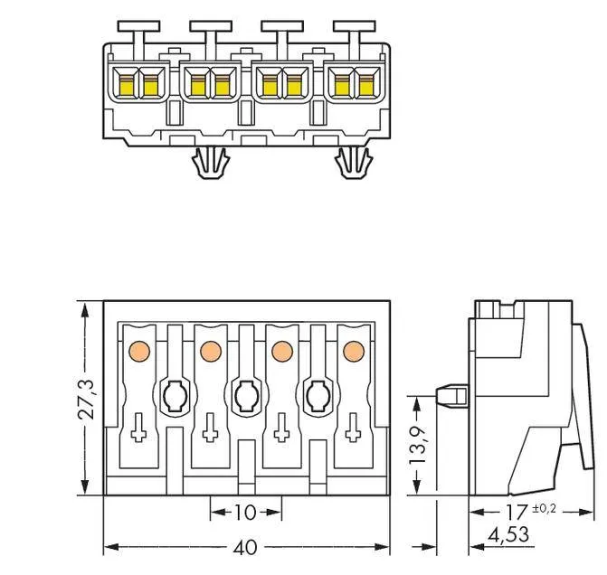 Разъем питания сети WAGO 294-5024, 4 pin, 0.5мм² - 1.5мм², 24А, (500 шт)