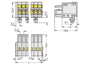 Гнездовой разъем WAGO 734-120/008-000, 20 pin, 160В, 10А, CS: 3.5мм, (1 шт)