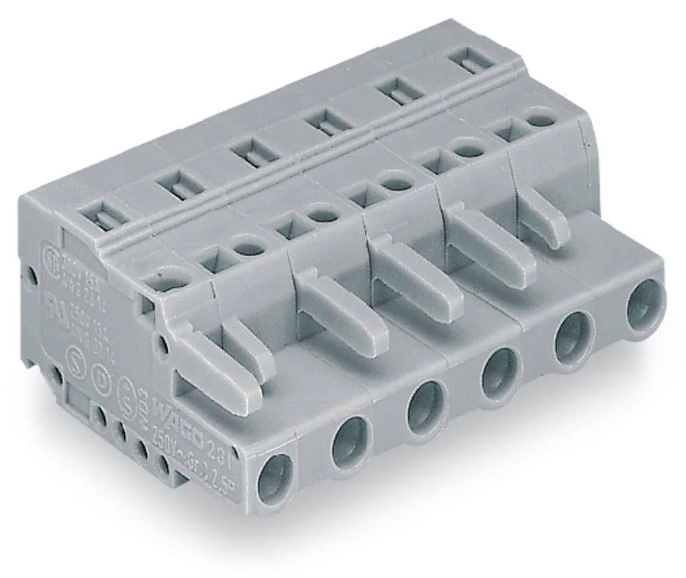 Розетка для подключения кабеля WAGO 231-206/026-000, 6 pin, 0.08мм² - 2.5мм², 630В, CS: 7.50мм, (50 шт)