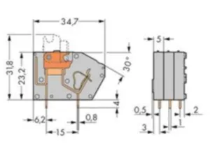 Клемма печатной платы WAGO 742-101, 1 pin, 0.08мм²-2.5мм², 320В, 16А, CS: 5мм, (1 шт)