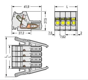 Внутренний разъём WAGO 831-3107/037-000, 7 pin, 0.5мм²-10мм², 1000В, 41А, CS: 7.62мм, (1 шт)