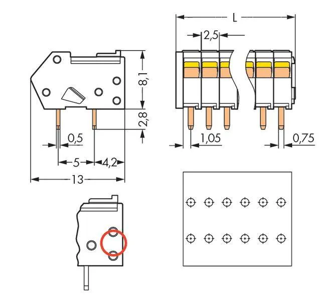 Быстроразъемная клемма WAGO 218-105/000-604, 5 pin, 0.08мм² - 0.50мм², 160В, CS: 2.50мм, (500 шт)