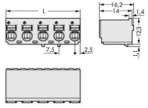 Внутренний разъём WAGO 2092-3122/000-9500, 2 pin, 0.2мм²-2.5мм², 630В, 15А, CS: 7.5мм, (1 шт)