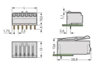 Гнездовой разъем WAGO 2091-1326/200-000, 6 pin, 160В, 10А, CS: 3.5мм, (1 шт)
