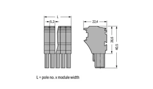 Внутренний разъём WAGO 2022-104, 4 pin, 0.75мм²-4.0мм², 690В, 24А, CS: 5.2мм, (1 шт)