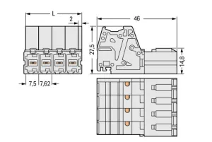 Штекер WAGO 831-3202/000-9034, 2 pin, 0.5мм²-10мм², 1000В, 41А, CS: 7.62мм, (1 шт)