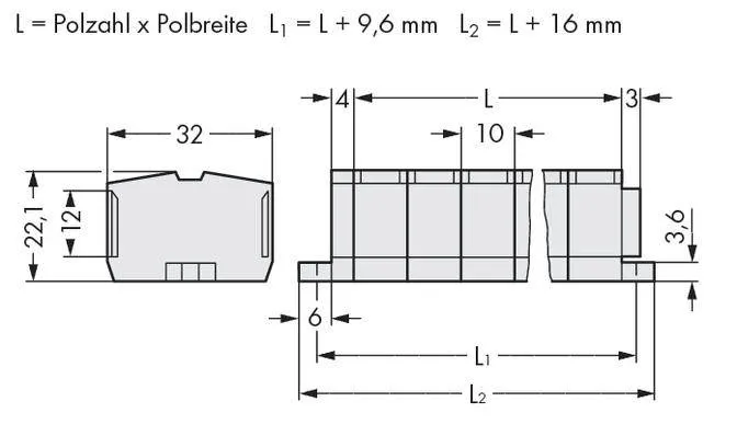 Клеммная колодка WAGO 264-232, 8 pin, 0.50мм² - 2.50мм², 690В, 23А, конф: L, (100 шт)