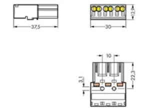 Штекер WAGO 770-293, 3 pin, 0.5мм²-4.0мм², 250В, 25А, (1 шт)