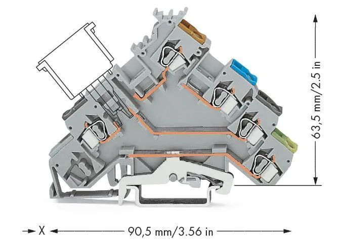 Клемма бесконтактного переключателя WAGO 280-571, 5 pin, 0.08мм² - 2.50мм², 250В, 6А, конф: L, (50 шт)