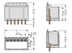 Контактный разъем WAGO 2091-1402, 2 pin, 160В, 10А, CS: 3.5мм, (1 шт)