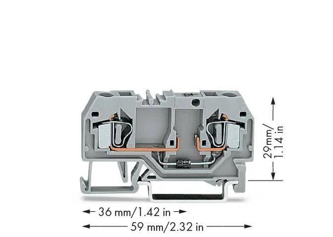 Диодная клемма WAGO 281-915/281-410, 2 pin, 0.08мм² - 4мм², 250В, 500мА, конф: L, (50 шт)