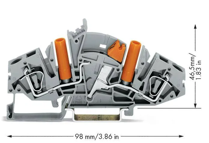 N клемма WAGO 282-821, 2 pin, 0.20мм² - 6мм², 500В, 30А, конф: L, (20 шт)
