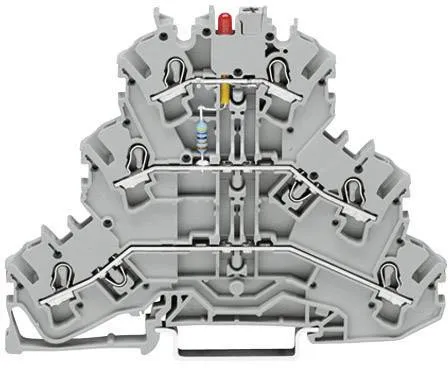 Трехуровневая светодиодная клемма WAGO 2002-3221/1000-434, 6 pin, 0.25мм² - 4мм², 24В, 25мА, конф: L, (1 шт)