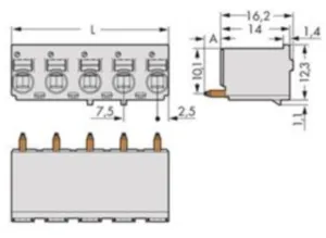 Гнездовой разъем WAGO 2092-3173, 3 pin, 630В, 16А, CS: 7.5мм, (1 шт)