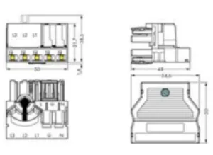 3-кратный распределитель WAGO 770-661, 5 pin, 0.5мм²-4.0мм², 250В, 25А, (1 шт)
