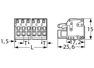 Гнездовой разъем WAGO 2231-308/026-000, 8 pin, 320В, 16А, CS: 5.08мм, (1 шт)