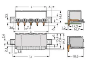 Контактный разъем WAGO 2092-3424/005-000, 4 pin, 630В, 16А, CS: 7.5мм, (1 шт)