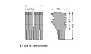 Внутренний разъём WAGO 2022-112, 12 pin, 0.75мм²-4.0мм², 690В, 24А, CS: 5.2мм, (1 шт)