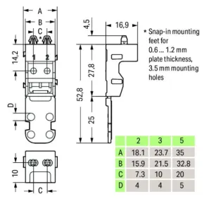Монтажный адаптер WAGO 221-525, (1 шт)