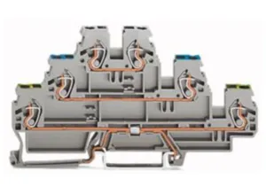 Трехуровневая клемма WAGO 870-567, 3 pin, 0.08мм²-2.5мм², 500В, 24А, (1 шт)