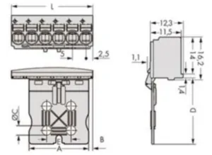 Внутренний разъём WAGO 2092-1105/002-1000, 5 pin, 0.2мм²-2.5мм², 320В, 15А, CS: 5мм, (1 шт)