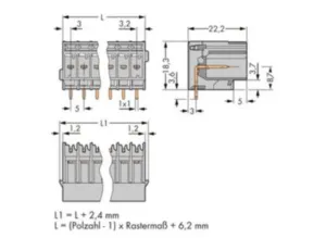 Контактный разъем WAGO 769-664, 4 pin, 250В, 32А, CS: 5мм, (1 шт)