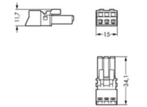 Гнездо WAGO 890-263, 3 pin, 0.25мм²-1.5мм², 250В, 16А, (1 шт)