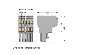 Внутренний разъём WAGO 769-123, 3 pin, 0.08мм²-4.0мм², 500В, 32А, CS: 5мм, (1 шт)