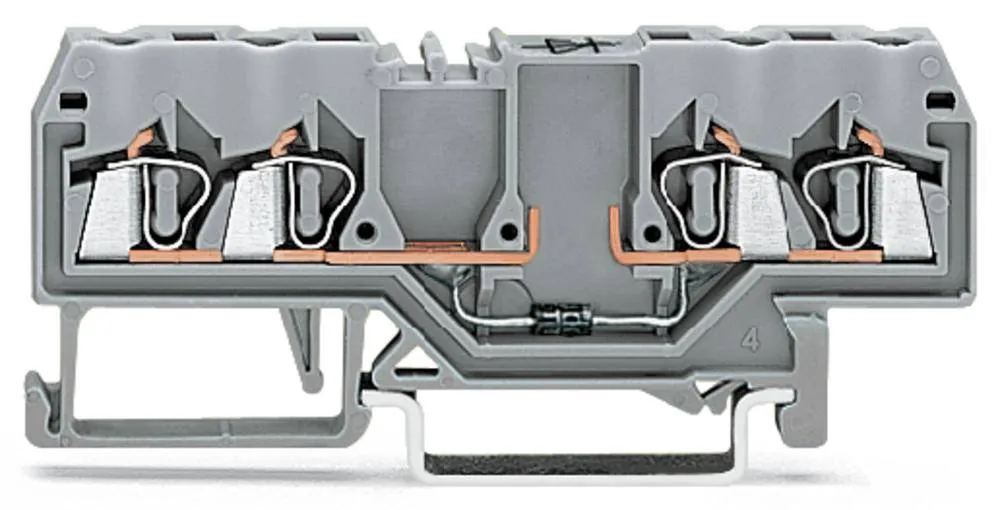 Диодная клемма WAGO 280-815/281-410, 4 pin, 0.08мм² - 2.50мм², 250В, 500мА, конф: L, (100 шт)