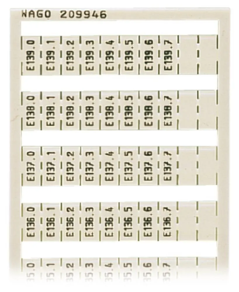 Этикетка WAGO 209-946, Оттиск: E130.0 E130.1 - E139.6, E139.7, (5 шт)