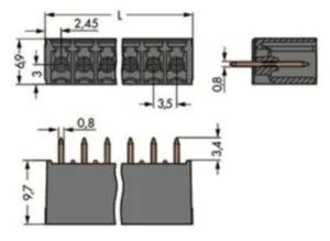 Контактный разъем WAGO 714-146, 16 pin, 160В, 8А, CS: 3.5мм, (1 шт)
