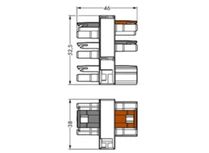 3-кратный распределитель WAGO 770-687, 3 pin, 250В, 25А, (1 шт)
