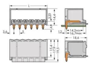 Контактный разъем WAGO 2092-1422, 2 pin, 320В, 16А, CS: 5мм, (1 шт)
