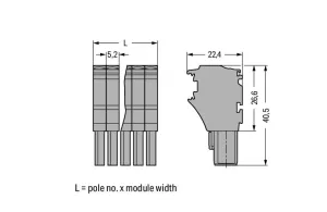 Внутренний разъём WAGO 2022-105, 5 pin, 0.75мм²-4.0мм², 690В, 24А, CS: 5.2мм, (1 шт)