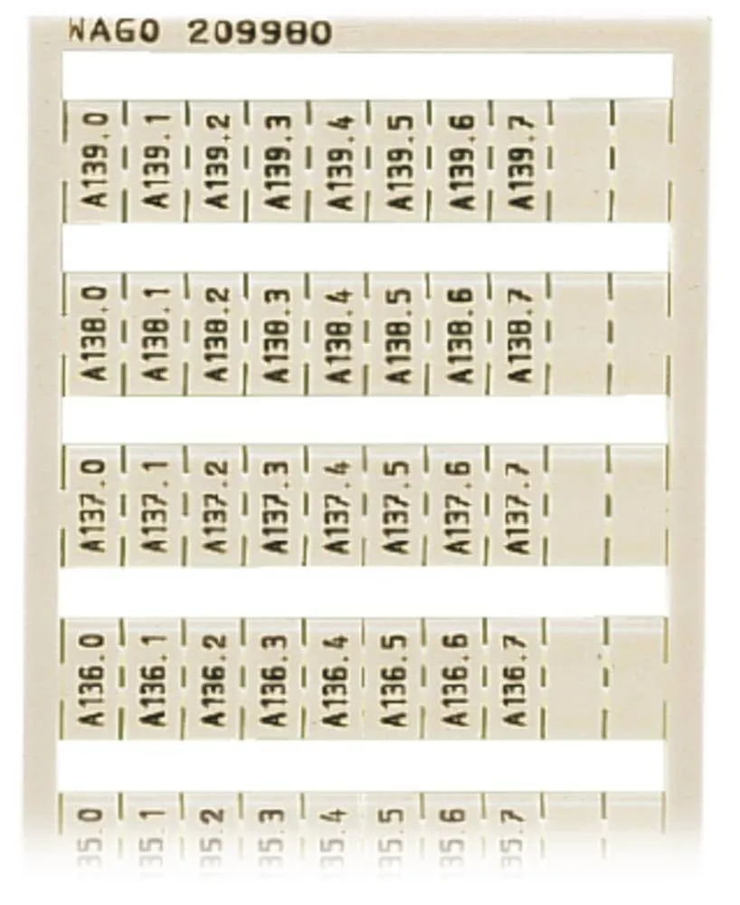 Этикетка WAGO 209-980, Оттиск: A130.0 A130.1 - A139.6, A139.7, (5 шт)