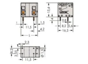 Клемма печатной платы WAGO 2624-1511, 11 pin, 0.2мм²-6.0мм², 1000В, 41А, CS: 11.5мм, (1 шт)