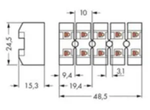 Соединительная клемма WAGO 272-583, 3 pin, 2.5мм², 26А, (1 шт)