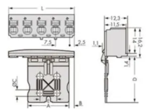 Внутренний разъём WAGO 2092-3104/002-000, 4 pin, 0.2мм²-2.5мм², 630В, 15А, CS: 7.5мм, (1 шт)